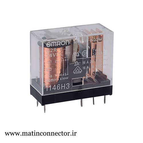 رله شیشهای 24 ولت با 8 پین 16 آمپر 2 کنتاکت